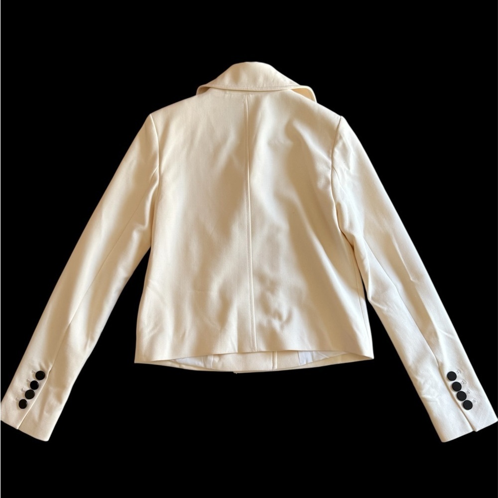 Ann Taylor | Cream Double-Breasted Fitted Crop Blazer, Size 4, NWT - Picture 5 of 15